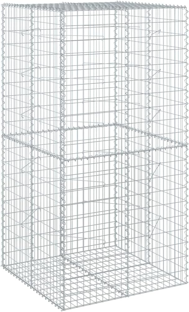 Galvanized Iron Gabion Basket with Cover 39.4"x39.4"x78.7" Outdoor Metal Mesh Planter Box for Raised Garden Beds, Decorative Walls & Landscaping