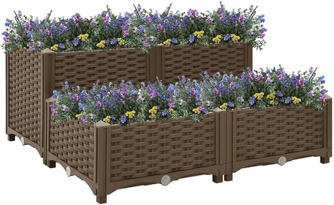 Raised Bed 31.5"x31.5"x15" Polypropylene,Raised Garden Bed,Outdoor Planters for Flower Herb Garden