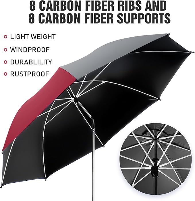 2 Pack Beach Umbrella with 360 Universal Clamp, UPF50+ Umbrella Outdoor Patio Sun Protection for Chairs, Beach &Patio Use (Not Include Chair)