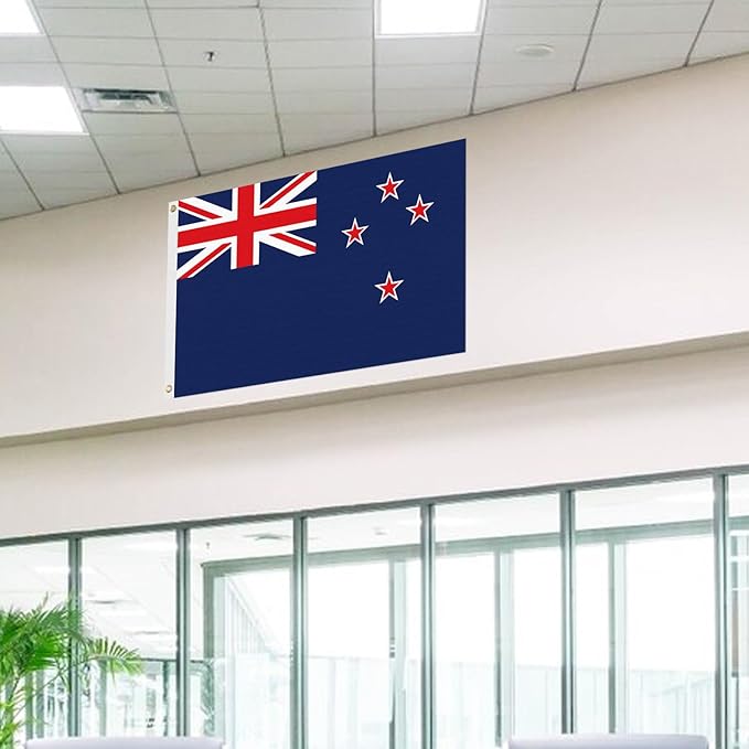 ASUNO New Zealand Flag 3 × 5 Feet Polyester Kiwi National Banner with 2 Brass Grommets Double Side Vivid Color Fade Resistant for Outside Garden Lawn Patio