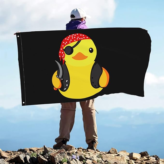 Pirate Rubber Duck Flag 3x5 Ft Outside Viking Flag Garden Yard Banner Outdoor Decorative Sign