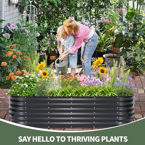 Galvanized Raised Garden Bed Outdoor (Gray / 6×2×1.4ft（1pcs）)