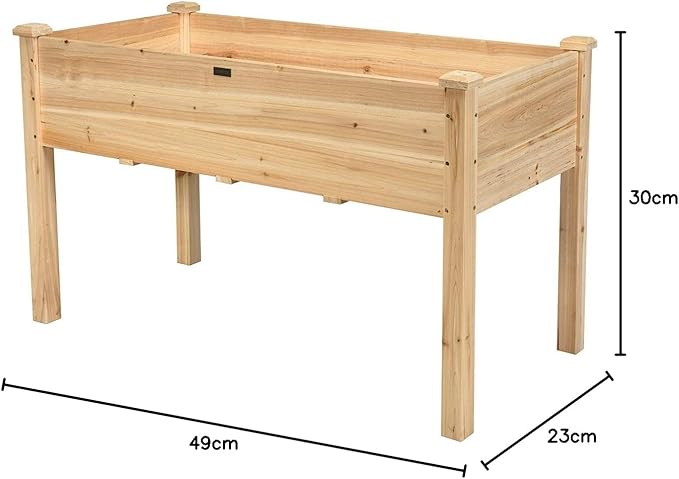 Giantex Raised Garden Bed, Wood Planter Box with Legs, Drain Holes, Elevated Garden Bed for Vegetables, Standing Garden Container Planter Raised Beds for Backyard, Patio, 49" Lx23 Wx30 H