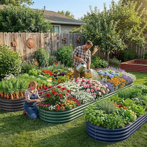 2 Pcs 6ft Metal Raised Garden Bed (6×3×1ft(2pcs） / 3-green)