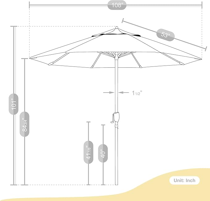 California Umbrella 9' Round Aluminum Outdoor Deck, Pool or Patio Umbrella, Crank Lift, Auto Tilt, Bronze Pole, Kiwi Olefin