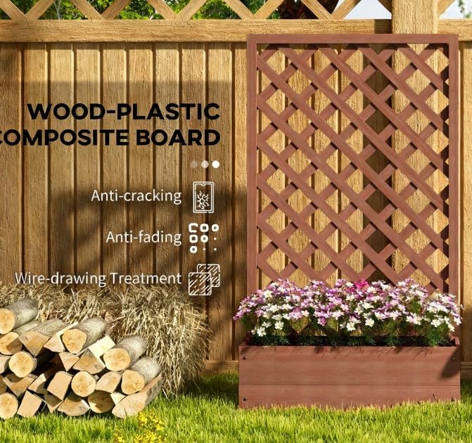 Wooden Garden Bed,Raised Garden Bed Planting Planter Box with Trand Drain Holes for Climbing Vine Plants