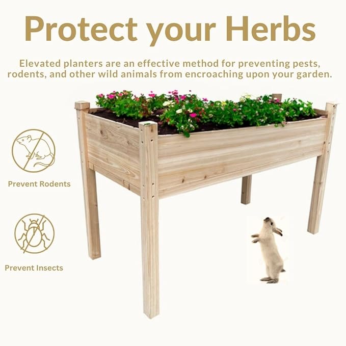 BTExpert 4ft Wooden Raised Garden Bed with Legs, 48x24x30in Elevated Planter Box Stand for Vegetable Flower Backyard, Patio, Balcony Large Wood Raised Beds Liner Outdoor - 30 in Height