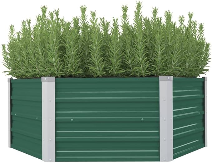 Raised Garden Bed,Outdoor Planter Boxes Raised Beds,Galvanized Raised Garden Beds Suitable for Planting Flowers, 50.8"X50.8"X18.1" Galvanized Steel Green