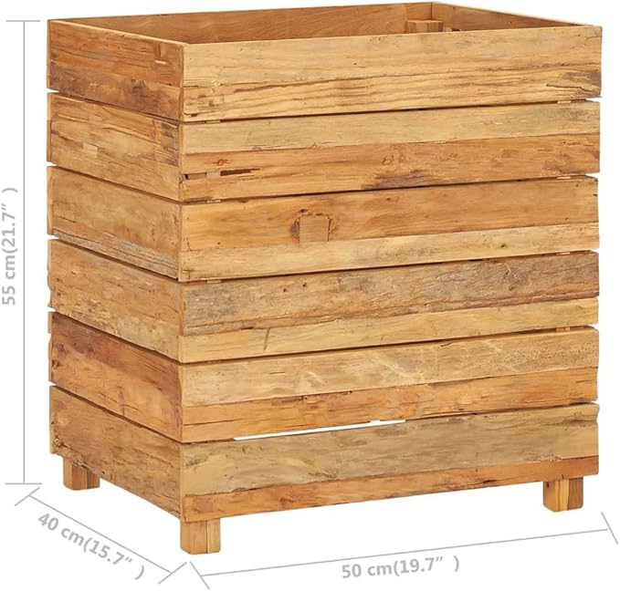 Raised Bed 19.7"x15.7"x21.7" Solid Wood Teak and Steel,Raised Garden Bed,Outdoor Planters for Flower Herb Garden