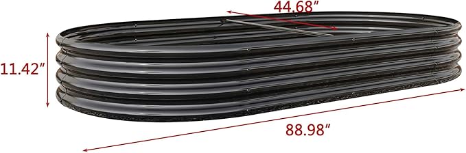 Raised Garden Beds Outdoor, Oval Large Galvanized Metal Planter Box with Kit, Above Ground Garden Bed for Vegetables Fruits and Flowers (Black, 7.5×3.7×1)