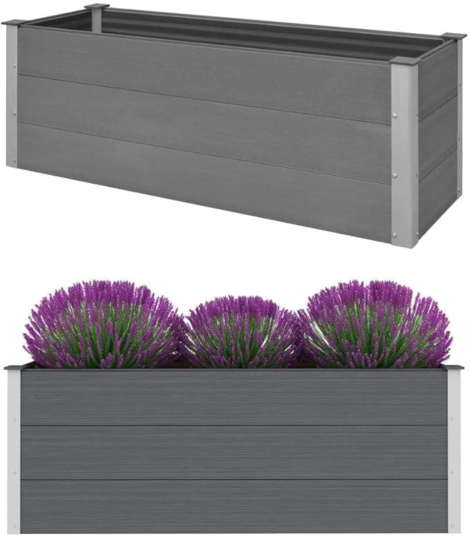 Garden Raised Bed WPC 59.1" x 19.7" x 21.3" Gray,Raised Garden Bed,Outdoor Planters for Flower Herb Garden