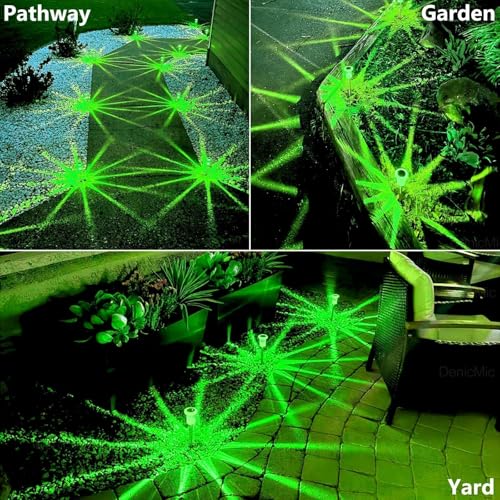 Solar Halloween Lights Outdoor Waterproof 10 Pack Halloween Decor (Green 10Pack)