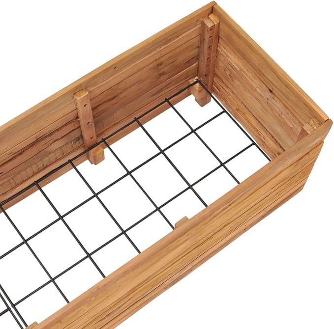 Raised Bed 59.1"x15.7"x15" Solid Wood Teak and Steel,Raised Garden Bed,Outdoor Planters for Flower Herb Garden