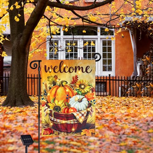 Thanksgiving Garden Flag (Maple Pumpkin / 12x18 Inch)