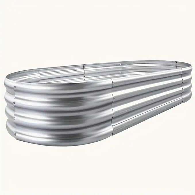 Raised Garden Bed, Outdoor Galvanized Planter Boxes, Oval Large Metal Raised Garden Beds for Vegetables 4×2×1ft,1pack
