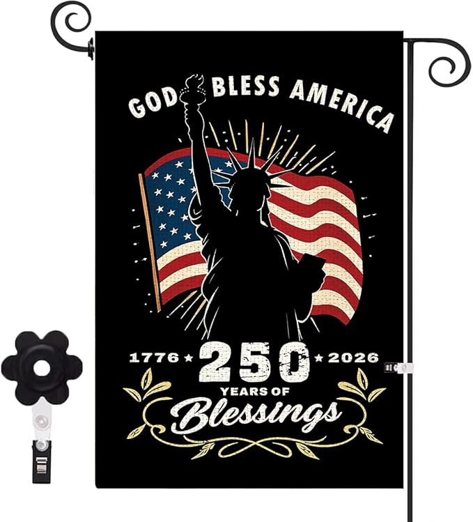 250th Anniversary USA Garden Flag for Outside 1776-2026 Patriotic American Flag Double-Sided Waterproof Yard Flag 12x18 Inch 4th of July Decorations USA 250th Merchandise God Bless America 4