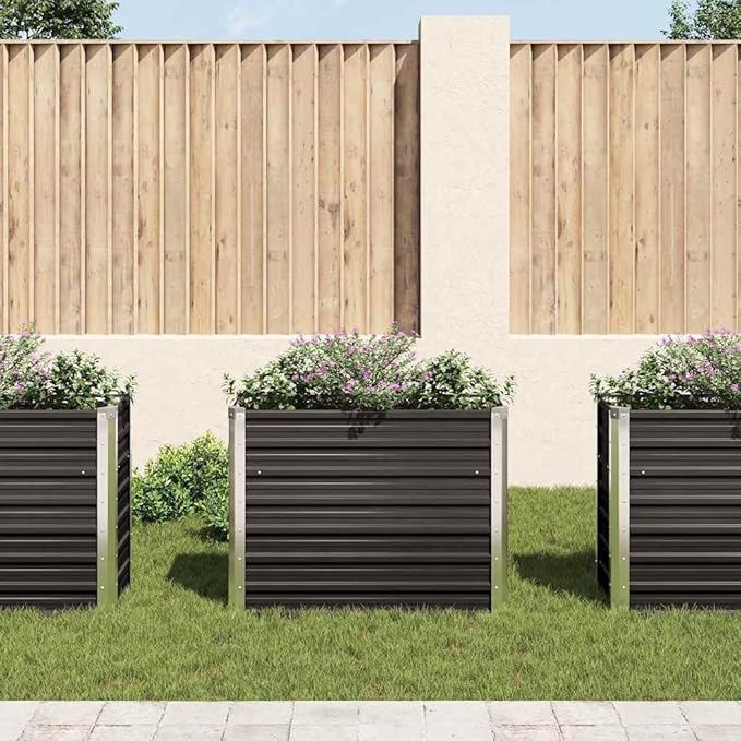 Box Raised Garden Beds s for Plants Elevated Box StandGarden Raised Bed Anthracite 39.4"x15.7"x30.3" Galvanized Steelfor Patio Balcony backyards