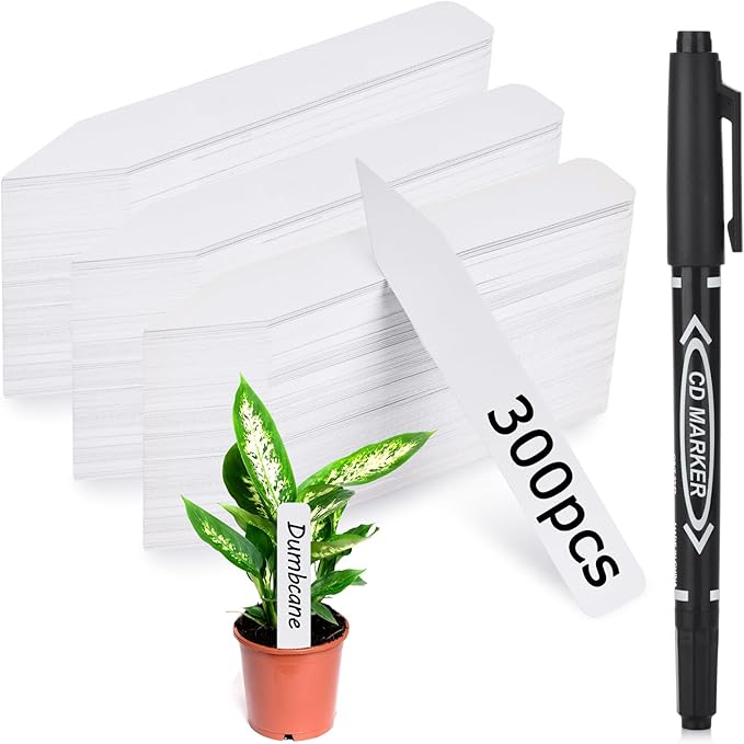 Plant Labels 300pcs 4 Inch with Garden Plant Markers Pen of Outdoor Waterproof,Plant Tags and Permanent Marking Pen, Garden Labels Gardening Gifts for Women Men