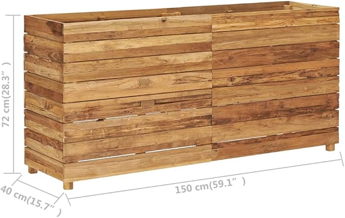 Raised Bed 59.1"x15.7"x28.3" Solid Wood Teak and Steel,Raised Garden Bed,Outdoor Planters for Flower Herb Garden