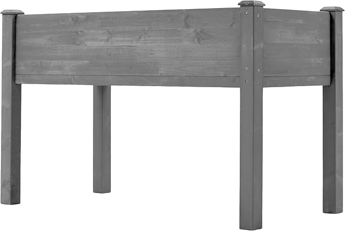 Wooden Cedar Raised Garden Bed with Legs, 48x24x30 Inch Planter Raised Beds for Gardening, Raised Garden Beds Outdoor Planter Box for Vegetables/Herbs/Flower/Backyard (Grey)