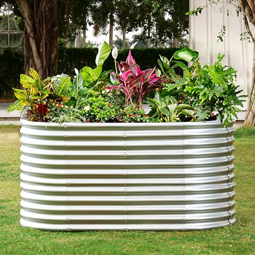 6x3x3ft Oval Galvanized Raised Garden Beds (Classic Silver / 6x3x3ft)