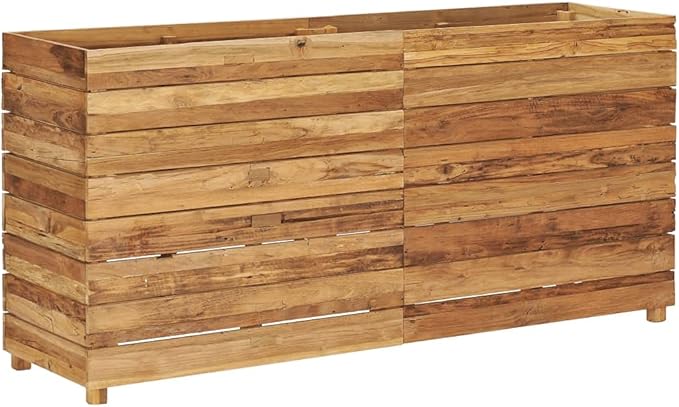 Raised Bed 59.1"x15.7"x28.3" Solid Wood Teak and Steel,Raised Garden Bed,Outdoor Planters for Flower Herb Garden