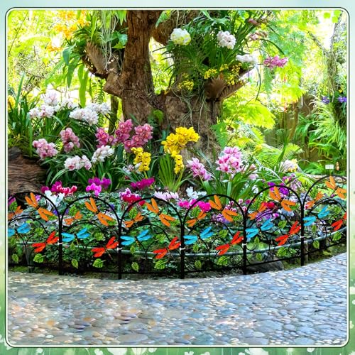6 Pack Dragonfly Garden Fence 16.5" H x 11.8" W Metal Border (Dragonfly)