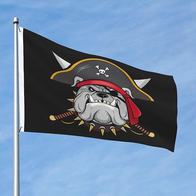 Bulldog Pirate Flag 2x3 Ft Outdoor Indoor With Grommet Dog Garden Yard Banner Decorative Sign