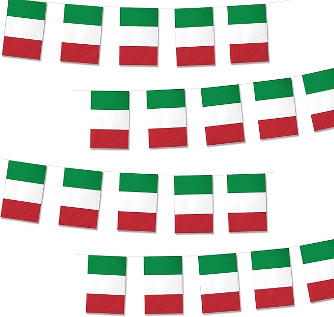 Italy Flags Italian Small Mini Hanging Flags Pennant Banner Decorations For Schools,National Sports Events, Grand Opening,Patriotic Festival, Party, 20Ft 20 PCS