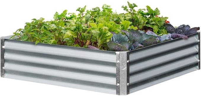 EarthMark MGB-L023 Bajo Series 40 x 40 x 10 in. Square Galvanized Metal Raised Garden Bed