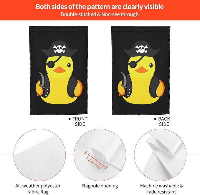 Pirate Rubber Duck Garden Flag Outdoor 12 X 18 Inch Mini Yard House Flags Farmhouse Sign For Home Garden Decoration Banner