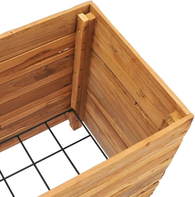Raised Bed 19.7"x15.7"x21.7" Solid Wood Teak and Steel,Raised Garden Bed,Outdoor Planters for Flower Herb Garden