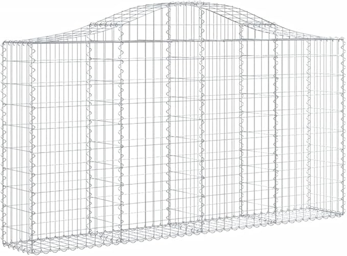 Gabion Basket Set of 4, Silver Galvanized Iron, Large Rectangular Metal Outdoor Planters for Garden Walls, Sound Absorbing, Durable Construction