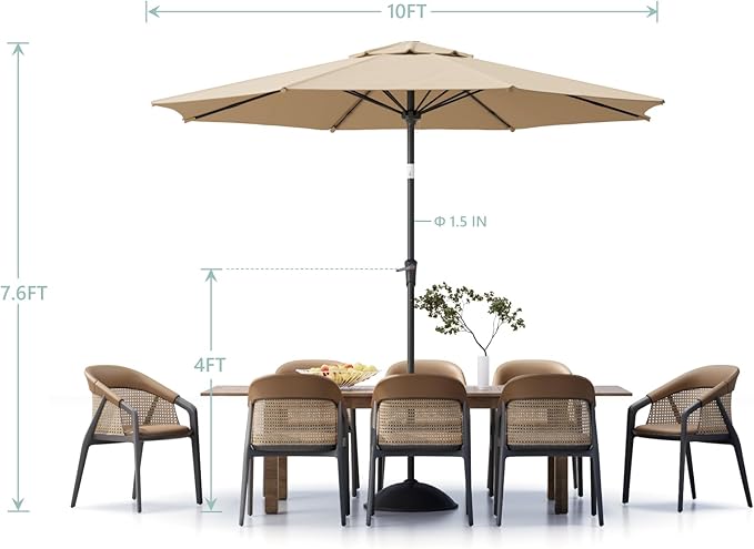 Patio Umbrellas, Pool Umbrella with 8 Sturdy Ribs, Outdoor Umbrella with Push Button Tilt/Crank, Deck Umbrellas, Market Umbrela Table for Backyard, Deck, Garden, Pool