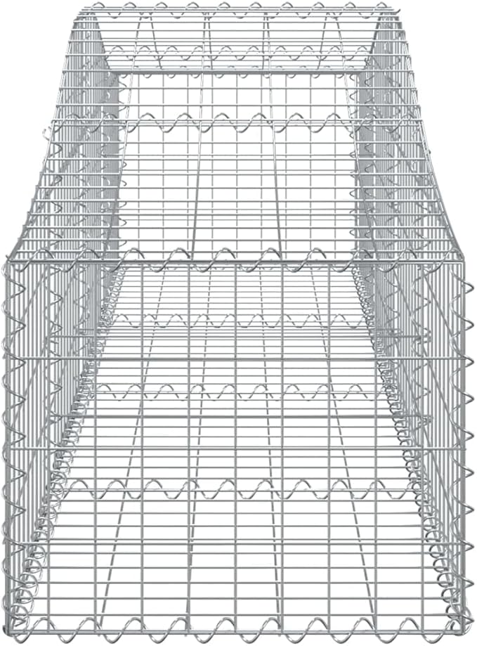 Gabion Basket Set of 4, Silver Galvanized Iron Large Rectangular for Outdoor Landscaping, Garden Walls, and Planters