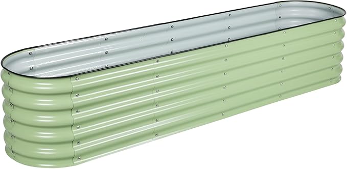 Aoodor 9-in-1 Modular Aluzinc Metal Raised Garden Bed, 89" L x 17.7" W x 17" H, Outdoor Planter Box for Vegetables, Flowers, and Herbs, Olive Green