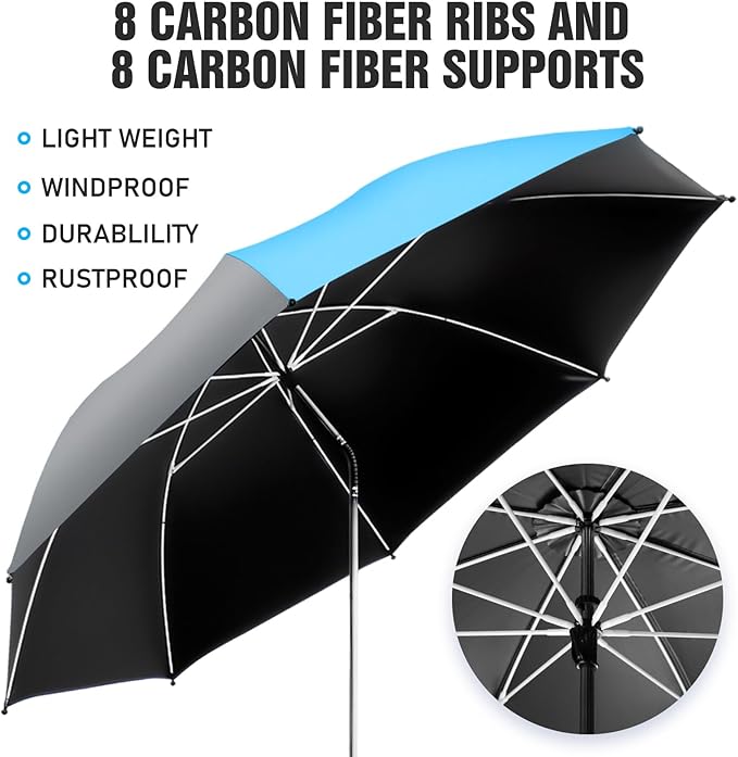 2 Pack Beach Umbrella with 360 Universal Clamp, UPF50+ Umbrella Outdoor Patio Sun Protection for Chairs, Beach &Patio Use (Not Include Chair)