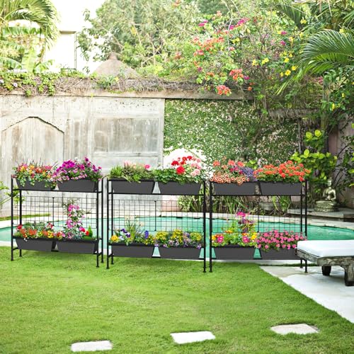 Raised Garden Beds Outdoor with Legs 32" Tall Herb Garden Planters Box Raised Flower Beds for Gardening (Gray)