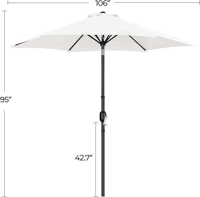 Yaheetech 9FT Patio Umbrella Outdoor with Heavy Duty Base Included,Table Umbrella with Push Button Tilt and Crank, UV Protection Waterproof for Yard/Outdoor/Wedding Parties and Events - White