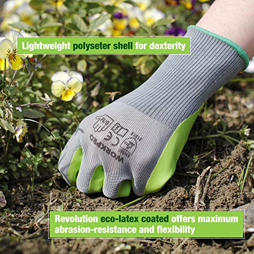 6 Pairs Eco Latex Palm Coated Garden Work Gloves by WORKPRO (Large)