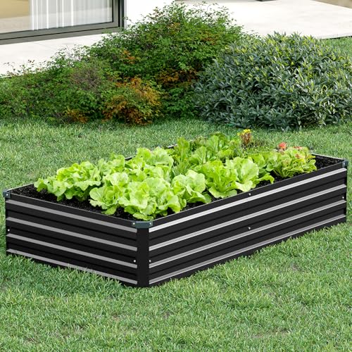 2PCS 9x3x1ft Galvanized Raised Garden Beds Kit (Black / 9x3x1FT(2PCS))