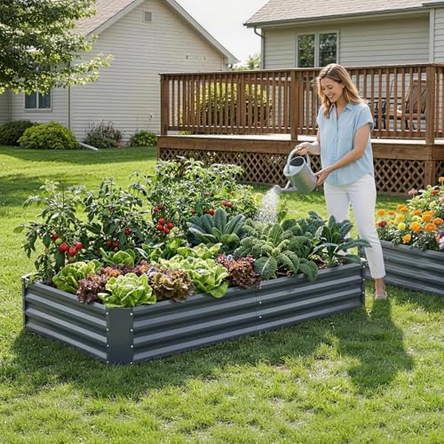 2Pack 6×3×1ft Galvanized Raised Garden Bed Kit (Irongrey / 6x3x1ft (Pack of 2))