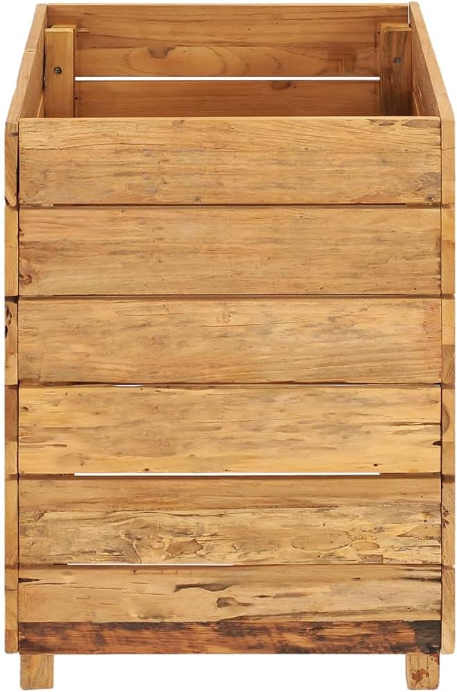 Raised Bed 19.7"x15.7"x21.7" Solid Wood Teak and Steel,Raised Garden Bed,Outdoor Planters for Flower Herb Garden