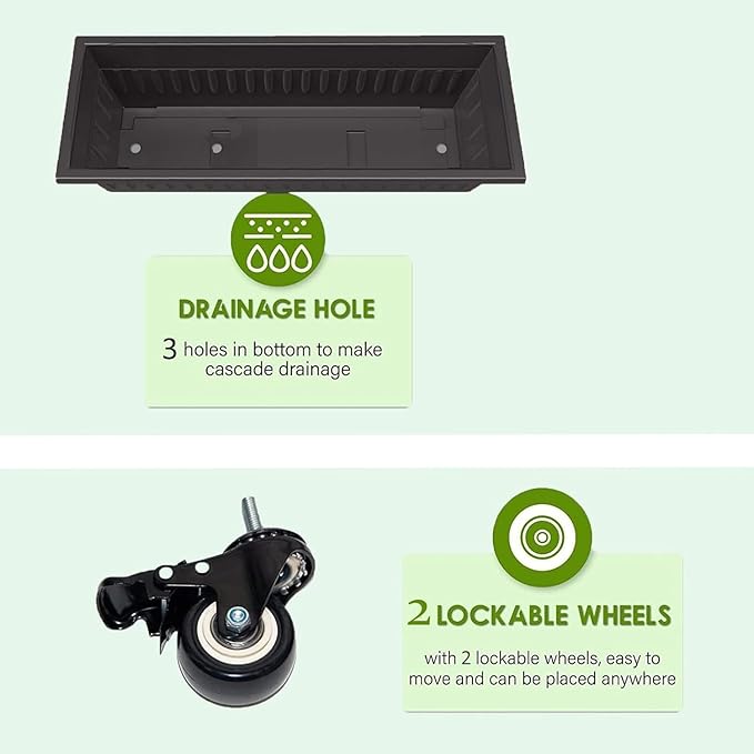 Homdox 2 Pack Elevated Garden Bed, 5-Tier Freestanding Vertical Raised Bed for Gardening, 5 Garden Planter Boxes & 5 Hooks, Perfect to Grow Vegetables Herbs Flowers Outdoor Indoor, Black with Wheels