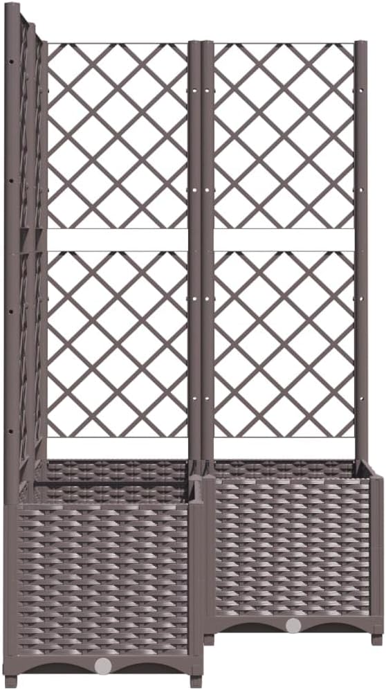 Raised Garden Bed with Trellis Brown 31.5"x31.5"x53.5" PP Outdoor Planter Box for Vegetables, Flowers, Climbing Plants, Raised Flower Bed, Garden Raised Bed for Patio, Balcony and Garden