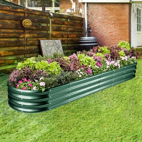 8×2×1ft Galvanized Raised Garden Bed Kit (Green / 8x2x1ft)