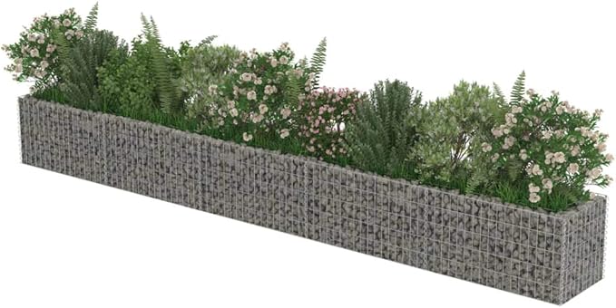 Gabion Raised Bed,Raised Bed Outdoor Garden Stone Basket Planter Raised Vegetable Bed,Steel Garden Decoration Galvanized Steel 177.2"x19.7"x19.7"