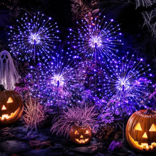 4 Pack Solar Firework Lights Outdoor (4 PACK 120 LEDS / Purple)