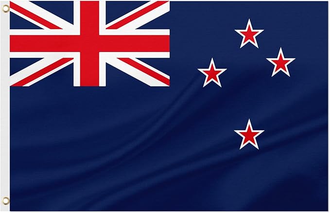ASUNO New Zealand Flag 3 × 5 Feet Polyester Kiwi National Banner with 2 Brass Grommets Double Side Vivid Color Fade Resistant for Outside Garden Lawn Patio