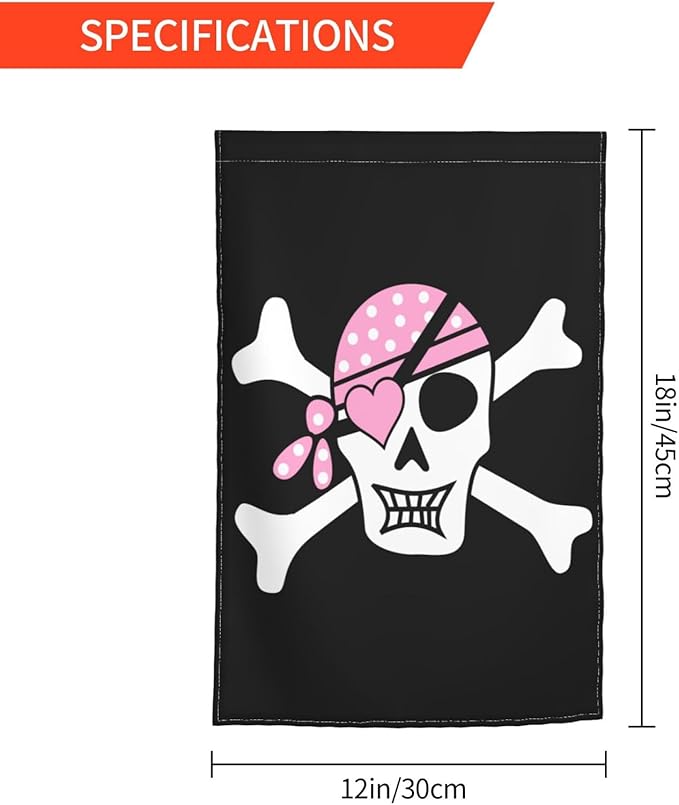 Pink Girl Pirate Skull Garden Flag Outdoor 12 X 18 Inch Outside Gifts Mini Yard House Flags Farmhouse Sign For Home Garden Decoration Banner